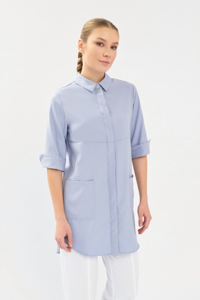 Рубашка женская на кнопках Тезис TZ450, серый, 46 - фото 2