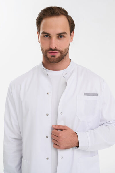 Халат мужской на кнопках Тезис TZ810, белый, 50 - фото 2