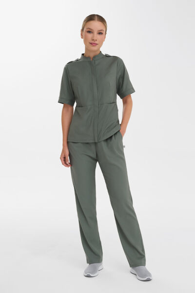 Рубашка женская на молнии Тезис TZ400, оливковый, 46 - фото 2