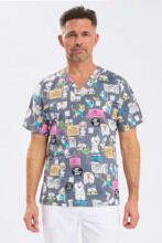 Туника мужская Тезис TZ600, принт "Котики и собачки", 56