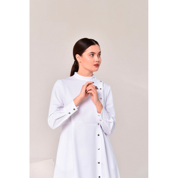 Халат женский с расклешенной юбкой, белый, 52 - фото 1