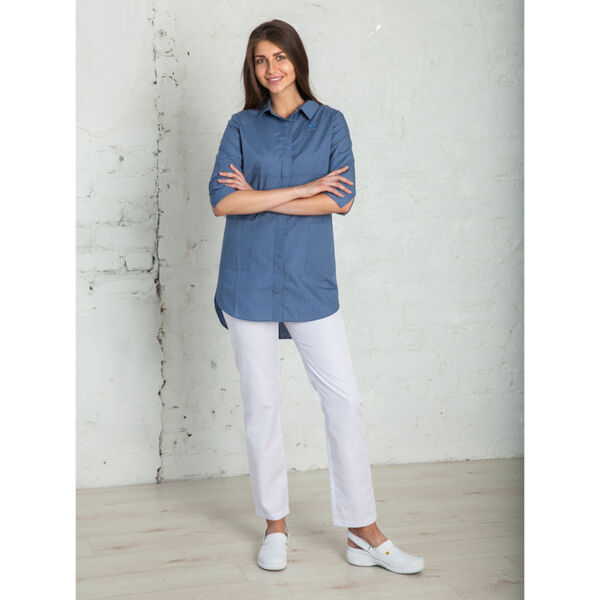 Рубашка женская на кнопках, деним, 60 - фото 2
