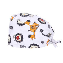 Шапочка медицинская, принт "Лев", белый