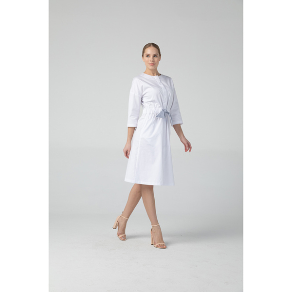 Платье Dr. Nice с серым поясом, белый, 52 - фото 1