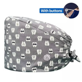 Шапочка медицинская, принт "Зубы", серый