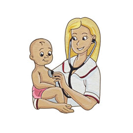 Значок "Педиатр с малышом", блондинка, розовый