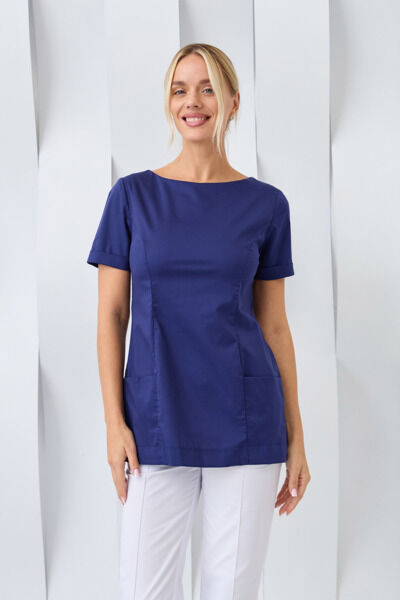 Туника женская Dr. Nice с молнией сзади, короткий рукав, синий, 40 - фото 5