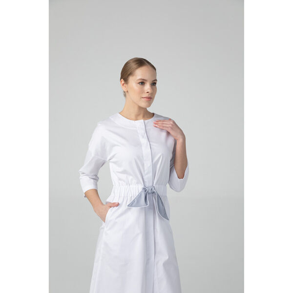 Платье Dr. Nice с серым поясом, белый, 48 - фото 3