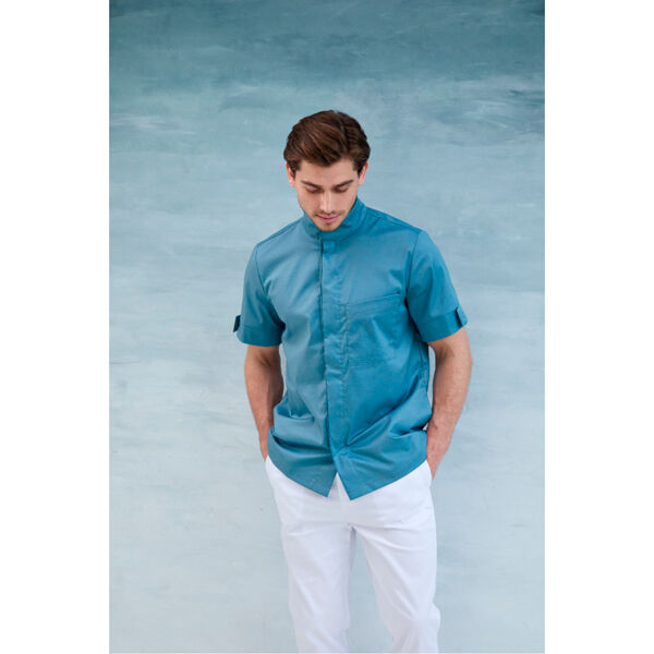 Рубашка мужская Dr. Nice, со стойкой, с коротким рукавом, деним, 48 - фото 5