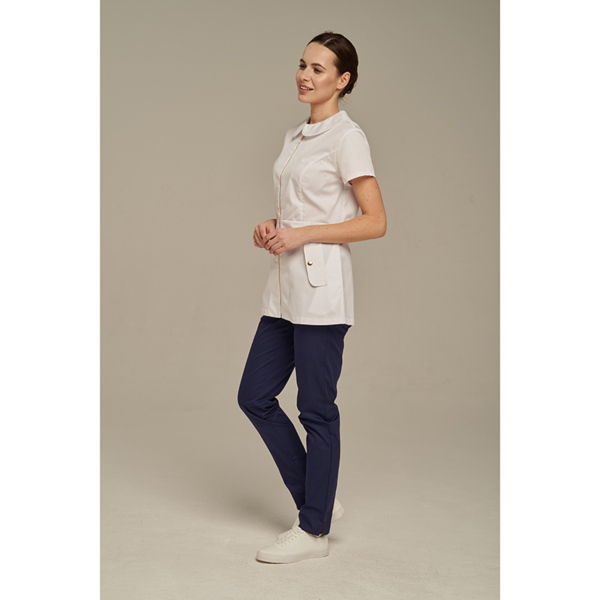 Туника женская Dr. Nice на молнии, с воротником, белый, 46 - фото 3