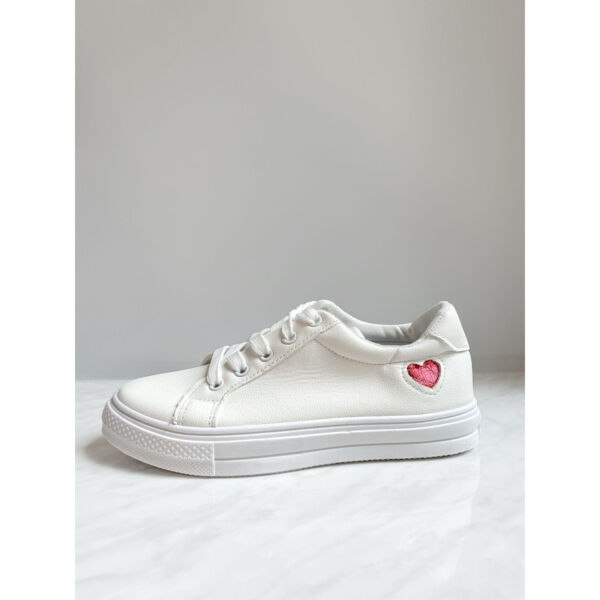Кеды женские с сердцем, белый, 41 - фото 1