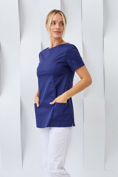 Туника женская Dr. Nice с молнией сзади, короткий рукав, синий, 44 - фото 1