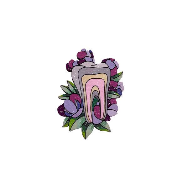 Значок "Зуб в цветах", светлый