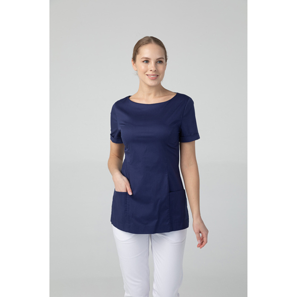 Туника женская Dr. Nice с молнией сзади, короткий рукав, синий, 46 - фото 4