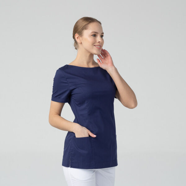 Туника женская Dr. Nice с молнией сзади, короткий рукав, синий, 54 - фото 2