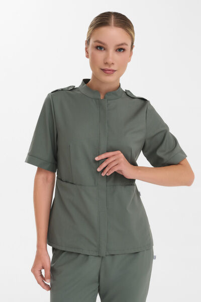 Рубашка женская на молнии Тезис TZ400, оливковый, 50
