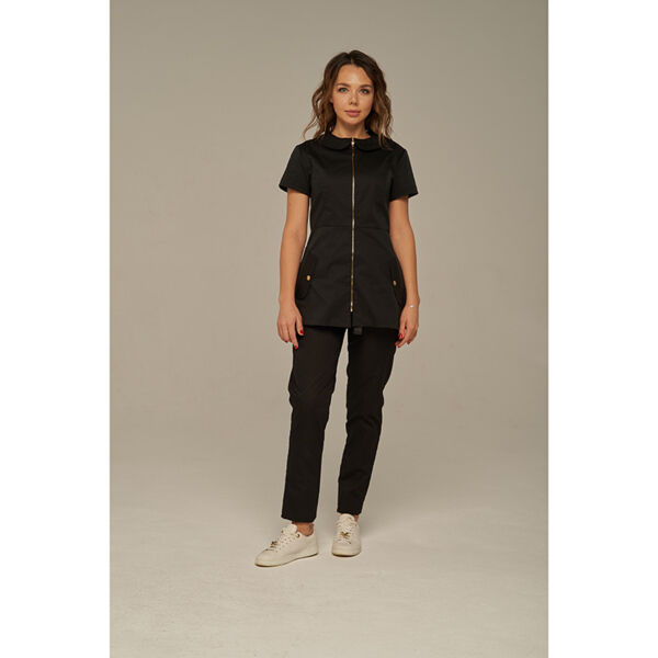 Туника женская Dr. Nice на молнии, с воротником, черный, 46 - фото 0