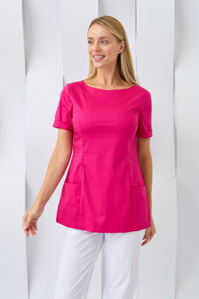 Туника женская Dr. Nice с молнией сзади, короткий рукав, малиновый, 52