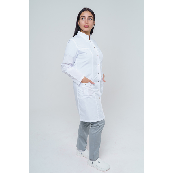 Халат женский на кнопках 248 Ultra, длинный рукав, белый, 54 - фото 4