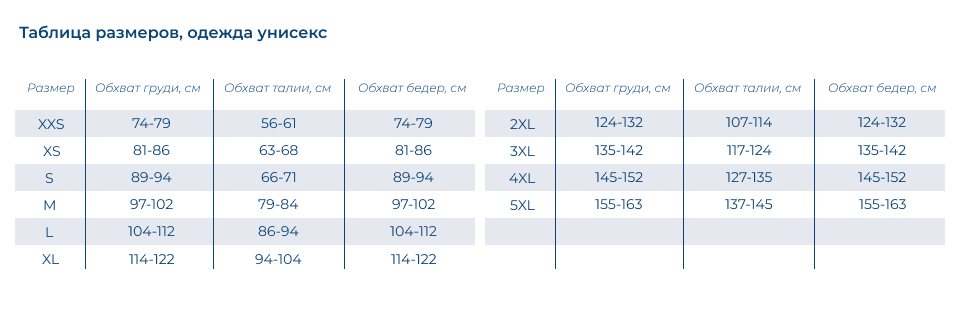 Таблица размеров_унисекс_Cherokee-3 (1)