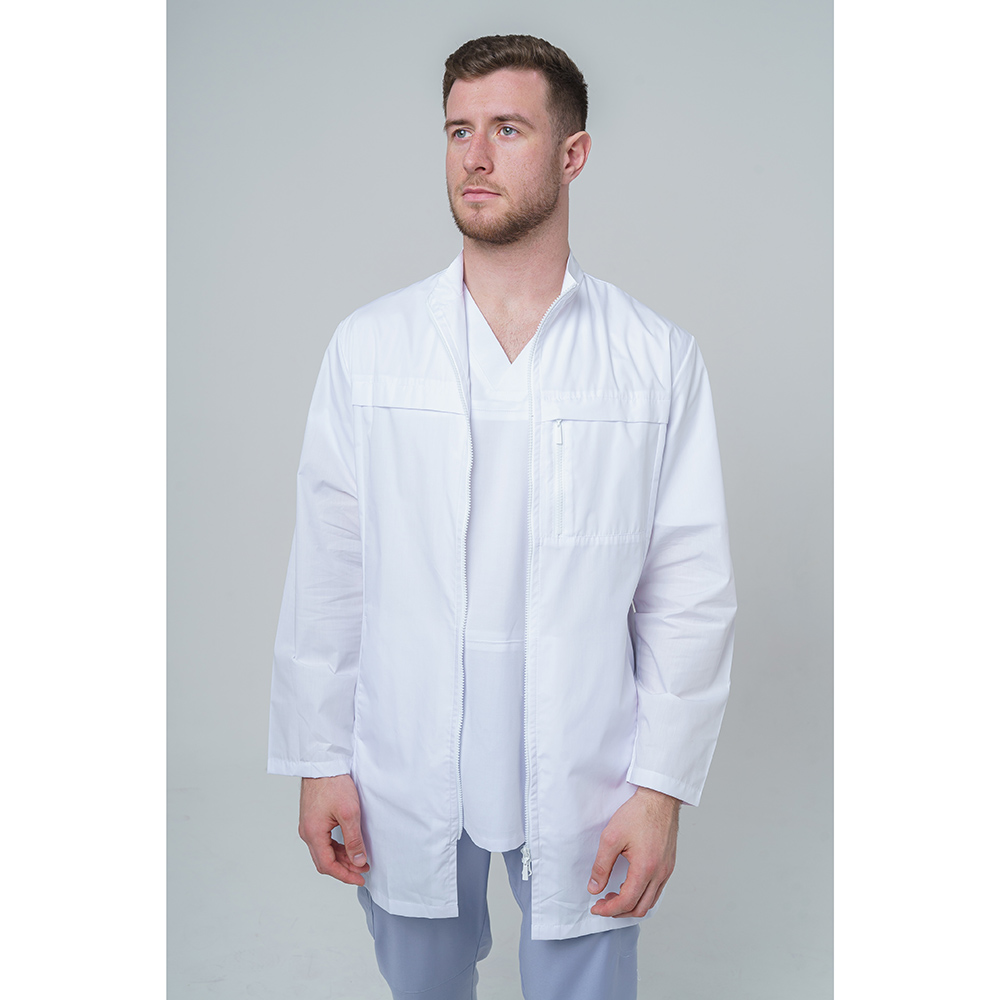 Халат медицинский мужской на молнии, белый, 52