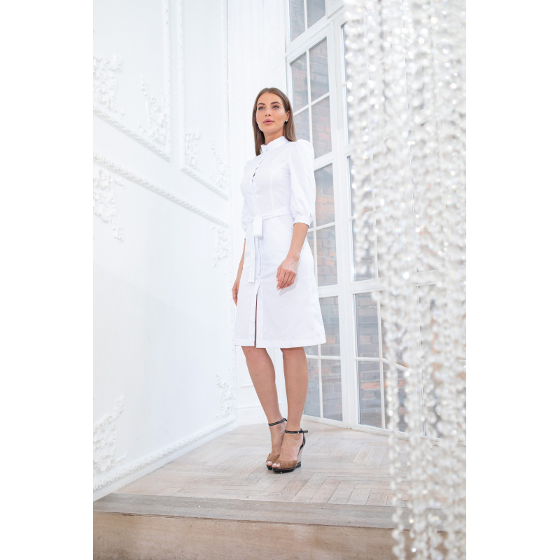 Платье Dr. Nice на пуговицах, белый, 46