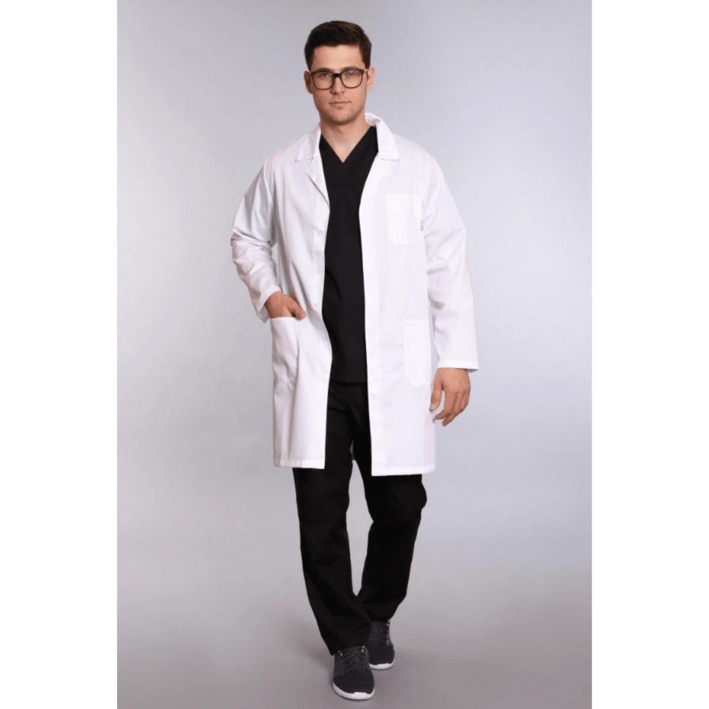 Халат медицинский мужской на пуговицах, белый, 50