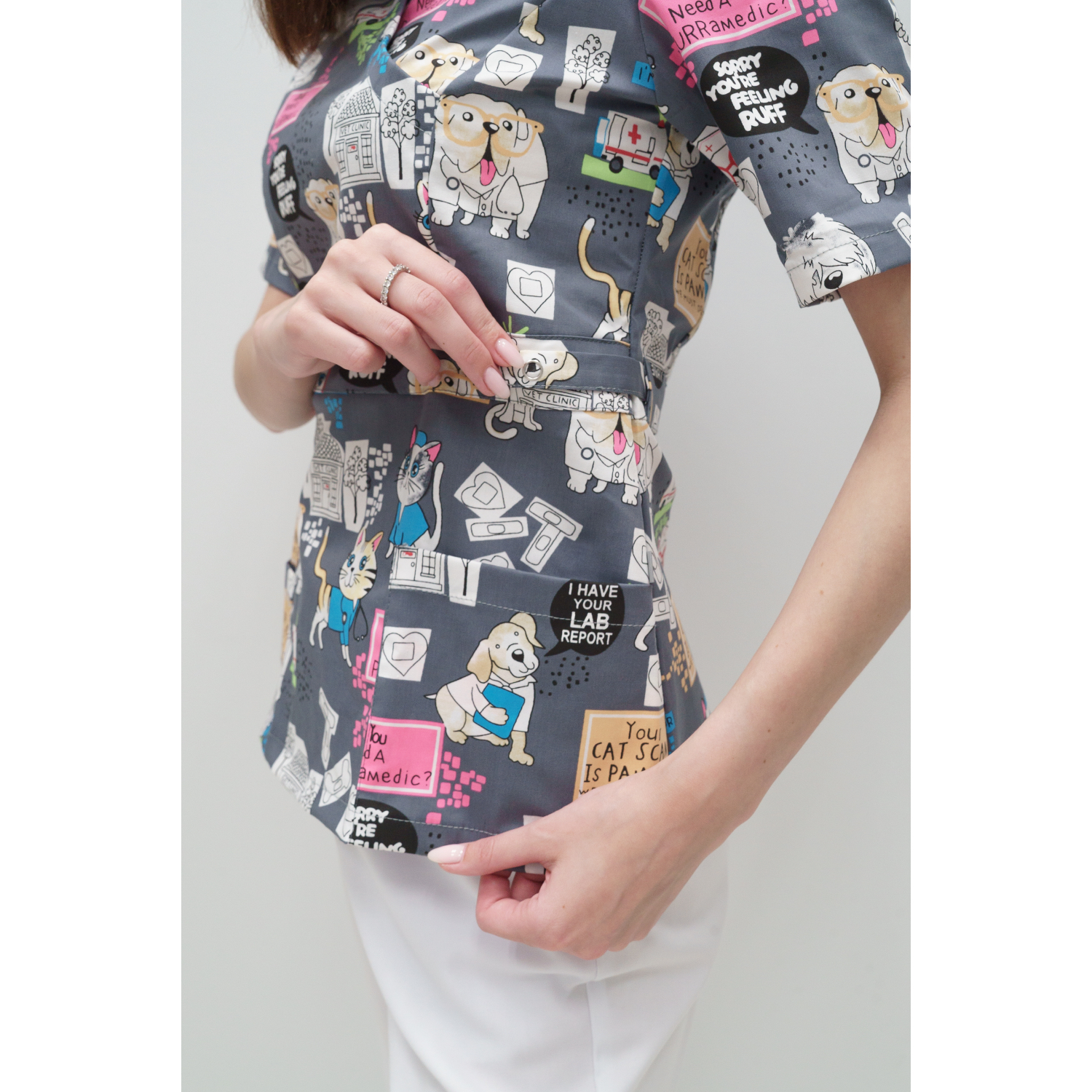 Туника женская Тезис TZ305, принт "Котики и собачки", 60