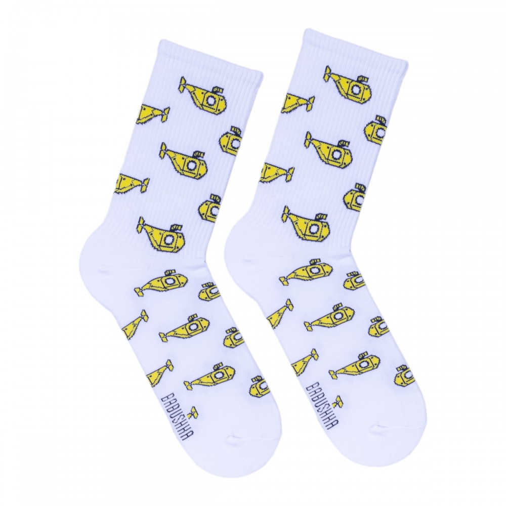 Носки женские, "Подводные Лодки", белый, 36-40