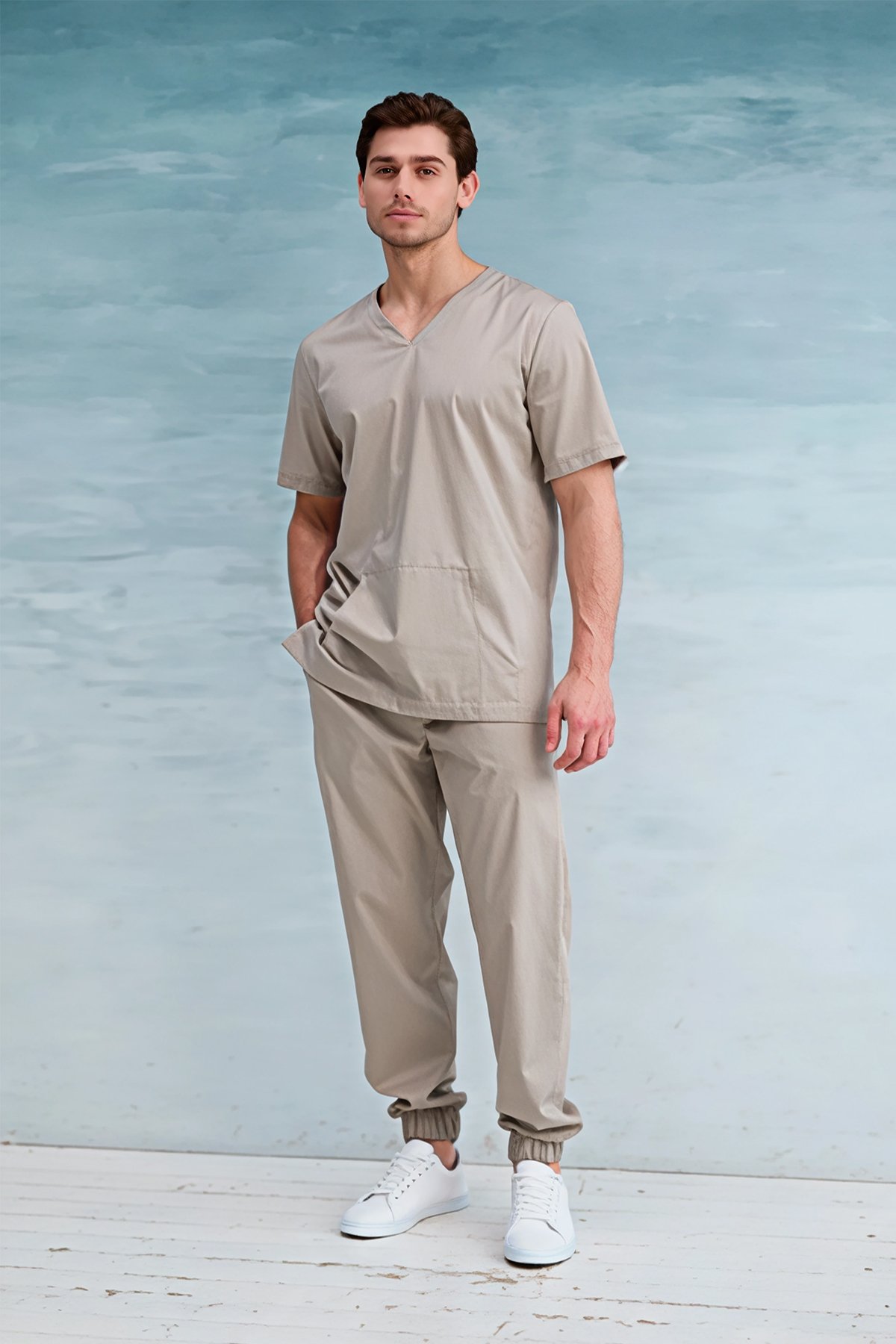 Джоггеры медицинские мужские Dr. Nice DRN621, бежевый, 52