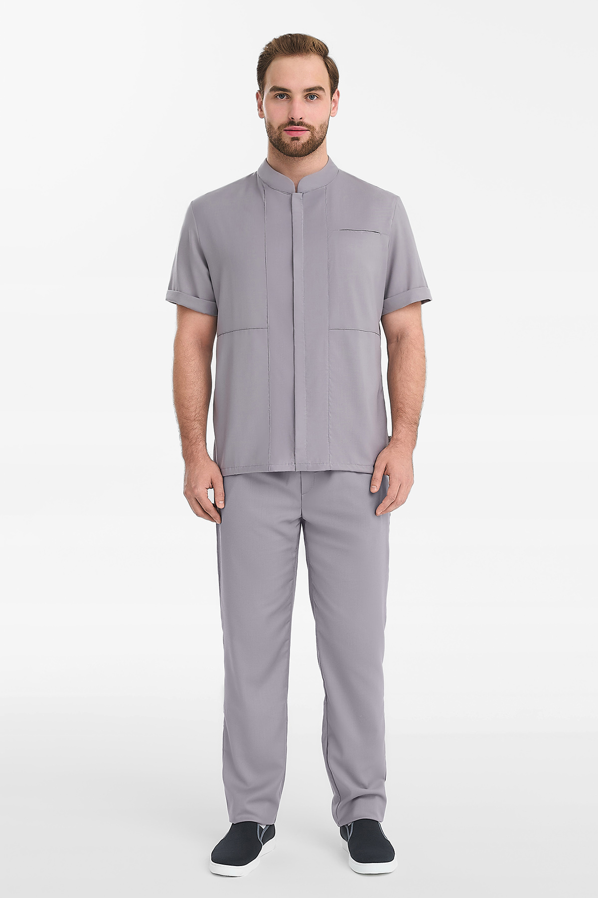 Рубашка мужская на молнии Тезис TZ700, серо-бежевый, 58