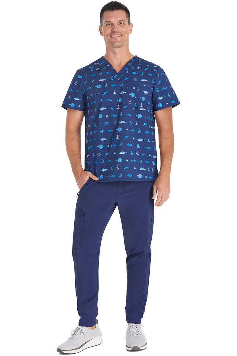 Топ мужской Cherokee CK692, принт "Рыбалка", синий, M