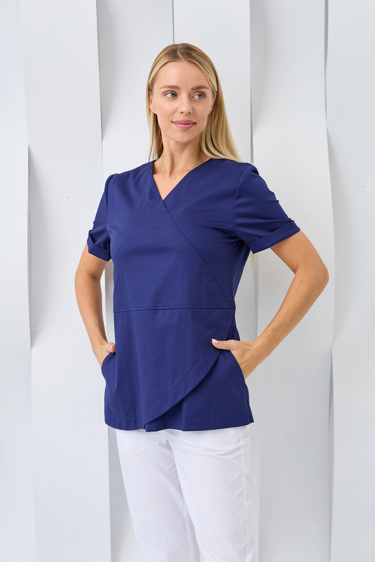 Туника женская Dr. Nice, короткий рукав, синий, 44