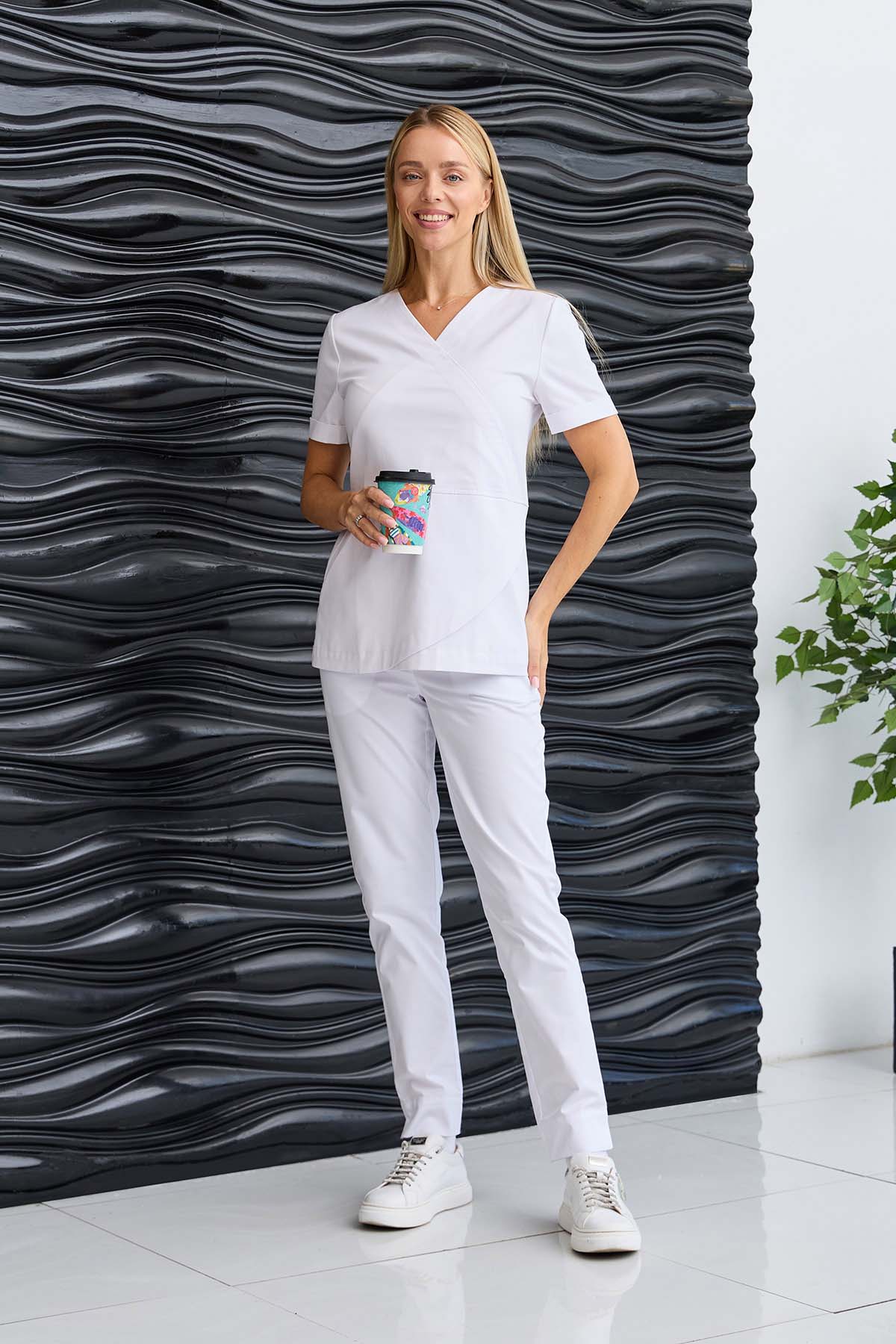 Туника женская Dr. Nice, короткий рукав, белый, 44