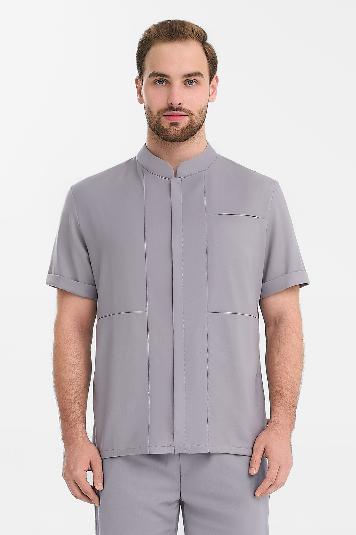 Рубашка мужская на молнии Тезис TZ700, серо-бежевый, 58