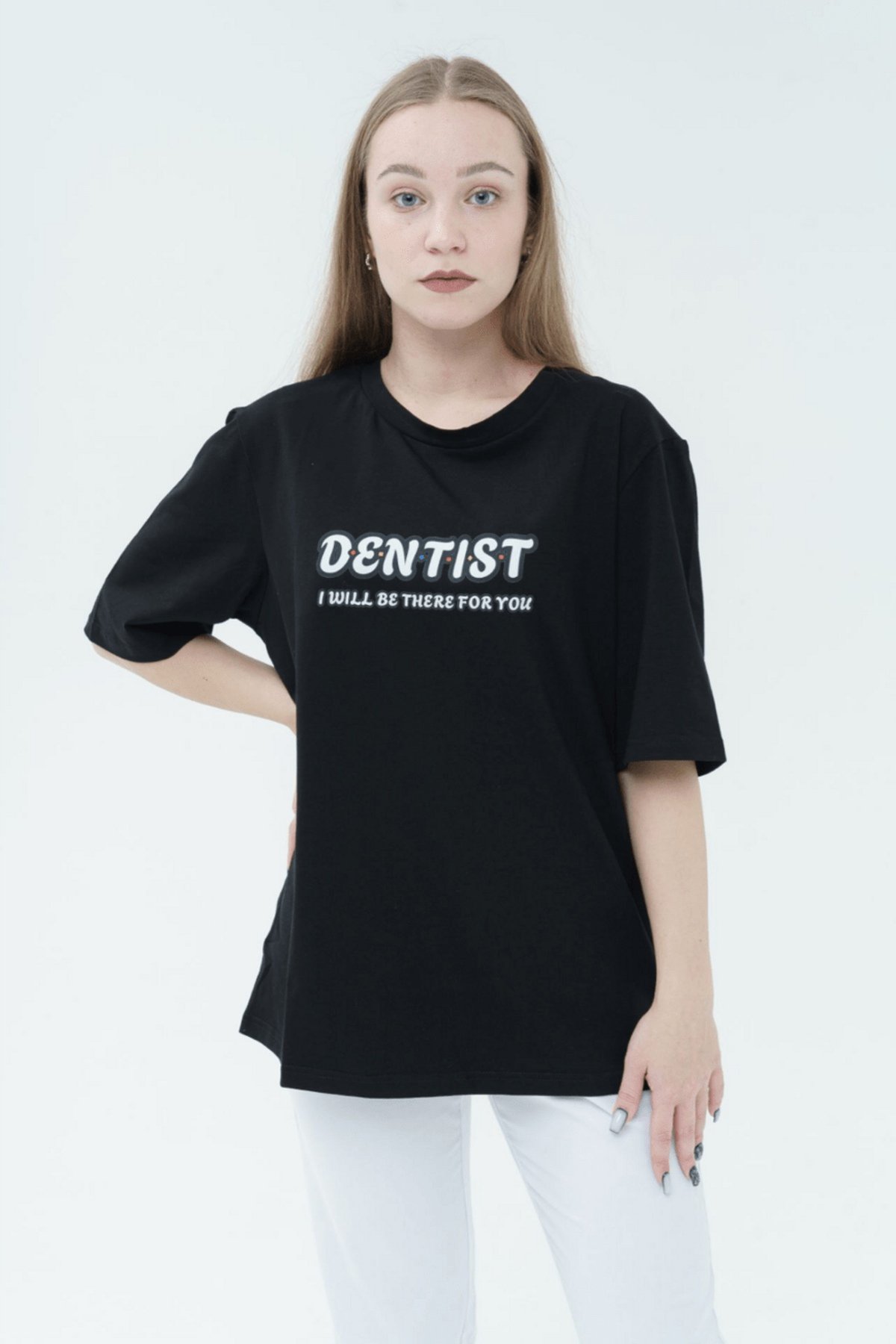 Футболка женская Тезис TZ111 с принтом «Dentist, I will be...», черный, 46-48
