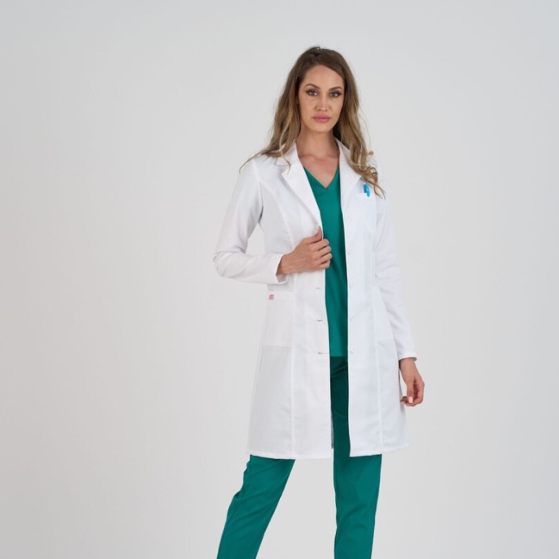 Халат женский Тезис TZ815 на пуговицах, белый, 52