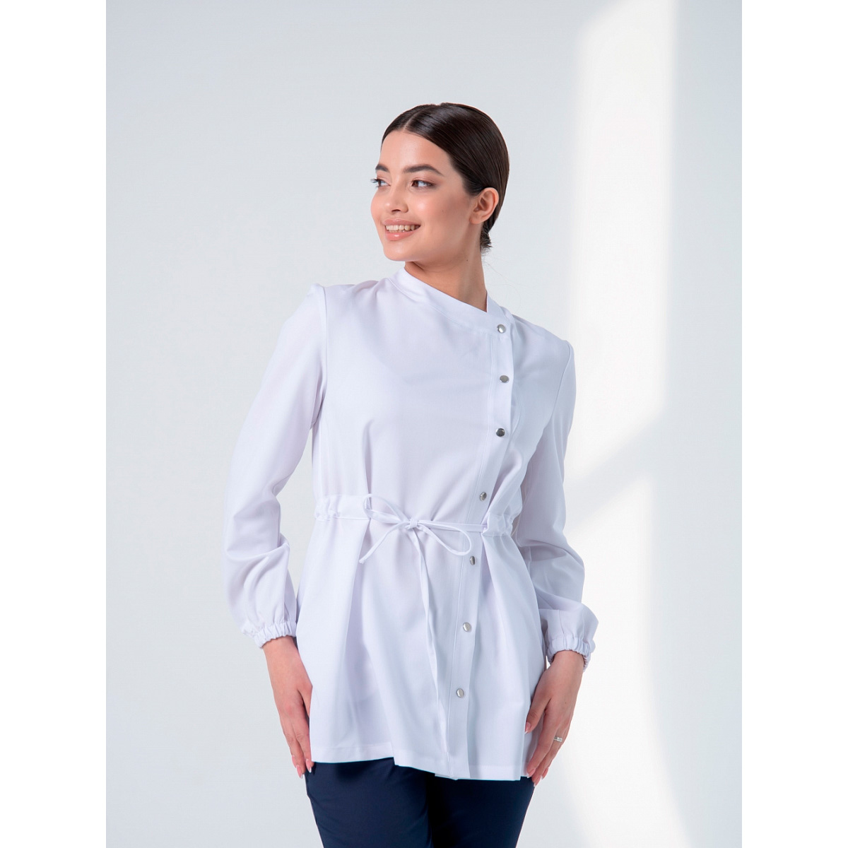 Туника женская с кулиской, белый, 42