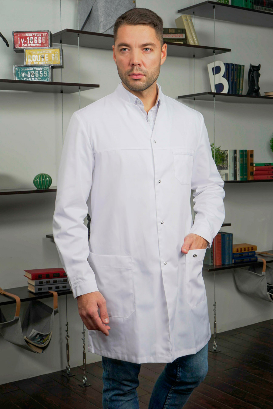 Халат мужской «Руслан», белый, 52