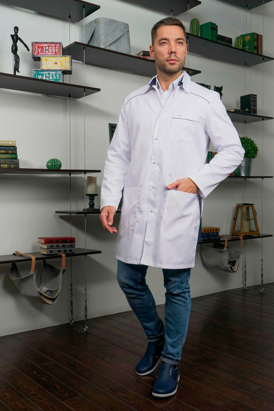 Халат мужской «Силуэт», темно-синий, 62