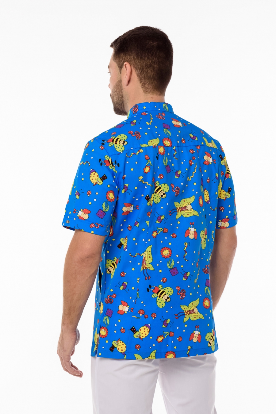 Блуза мужская «Педиатр М», васильковый принт, 56