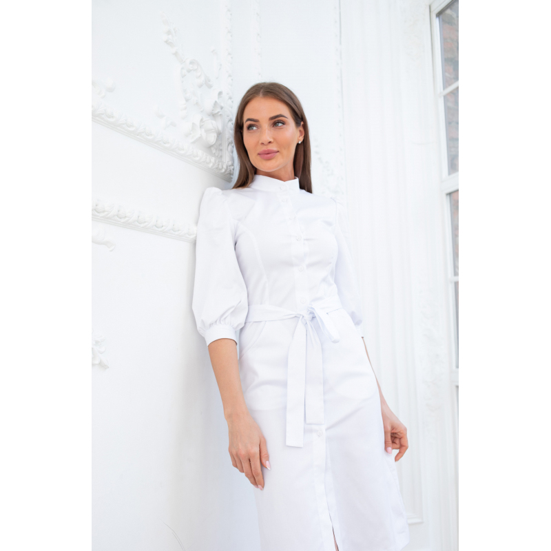Платье Dr. Nice на пуговицах, белый, 46