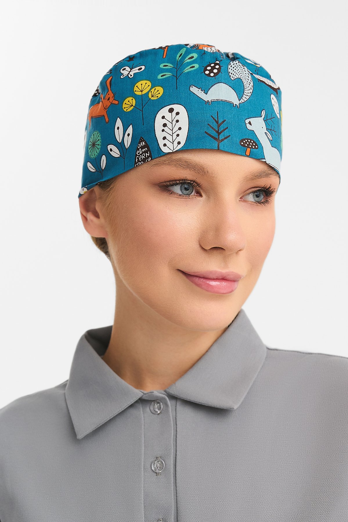 Шапочка медицинская Тезис TZ002, принт "Звери", синий