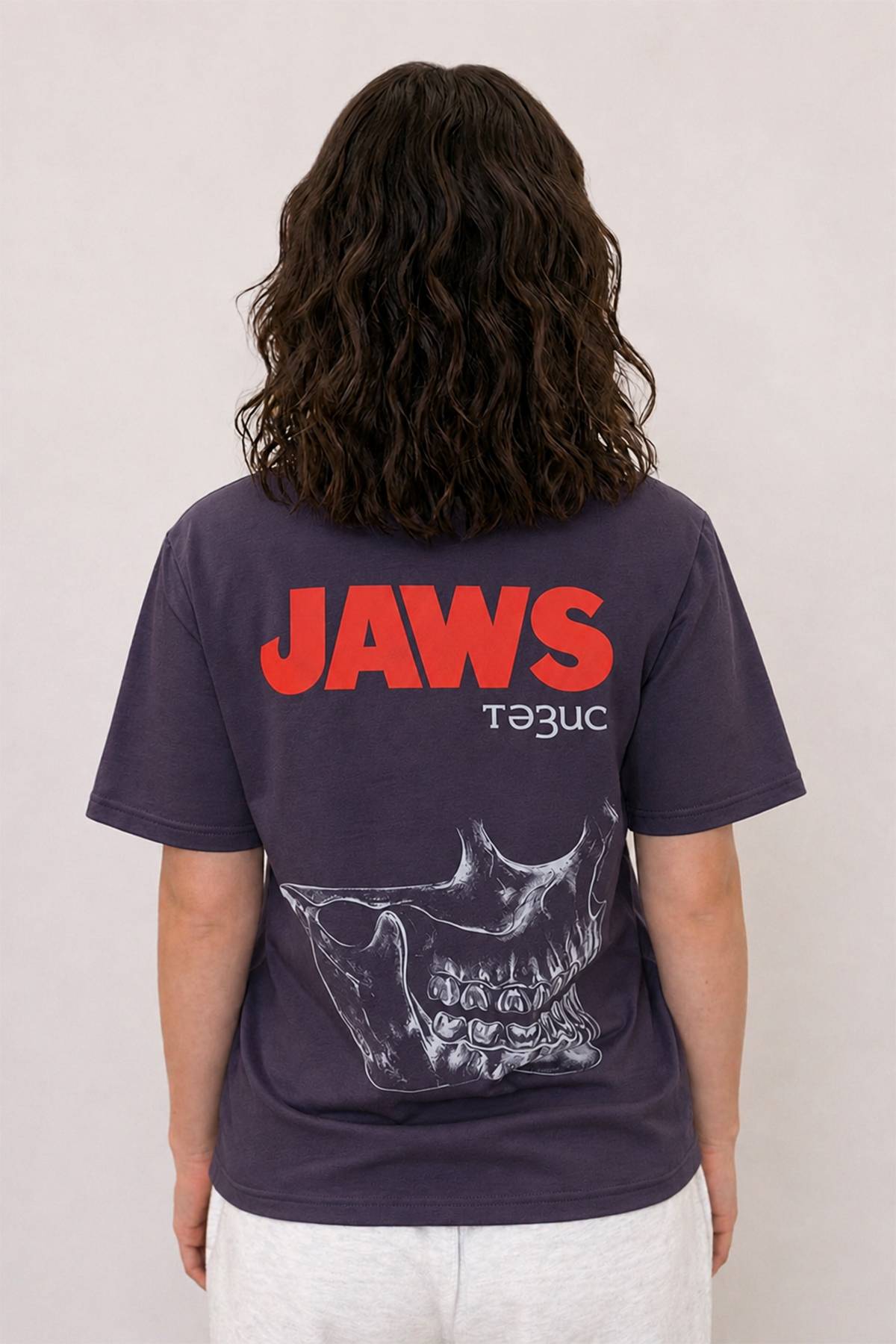 Футболка женская Тезис TZ111, принт "JAWS", softone, графит, 48-50