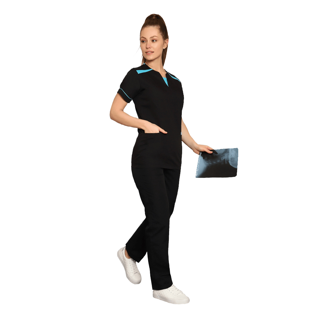 Туника женская 455 с голубыми вставками, черный, 54