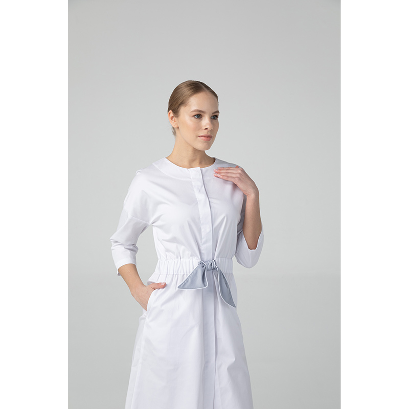 Платье Dr. Nice с серым поясом, белый, 52
