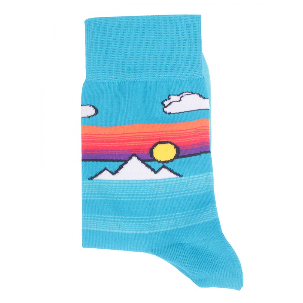 Носки женские, "Закат в горах", голубой, 36-40