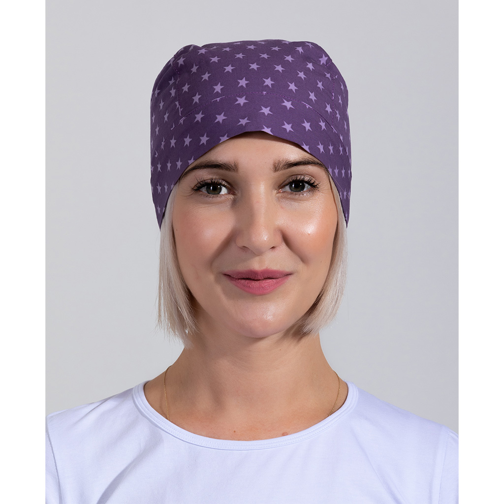 Шапочка медицинская, принт "Звездочки", фиолетовый