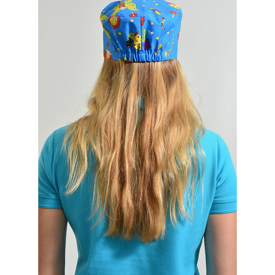 Колпак медицинский «Хэппи», с рисунком, синий фон