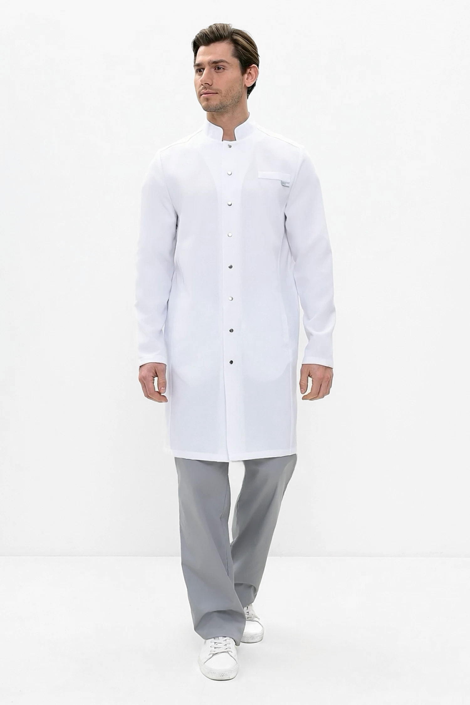 Халат мужской 584 Streich, длинный рукав, белый, 56